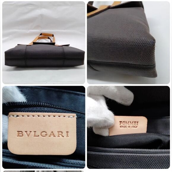 BVLGARI SHOULDER SATCHEL HANDBAG LEATHER CANVAS - Picture 5 of 5